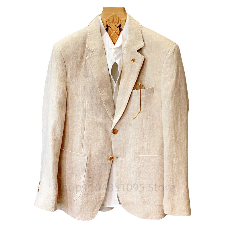 Men Formal Wear For Summer - Traje beige para hombre, chaquetas de