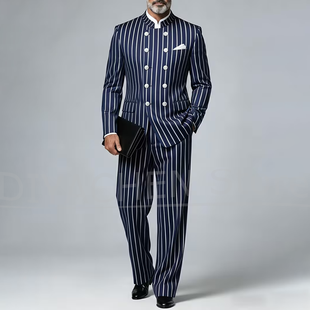 Men Formal Wear With Blazer - Traje a rayas para hombre de