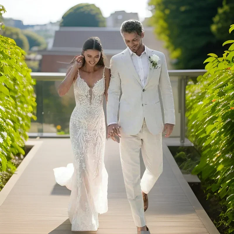 Men Formal Wear For Summer - Esmoquin de boda de lino para