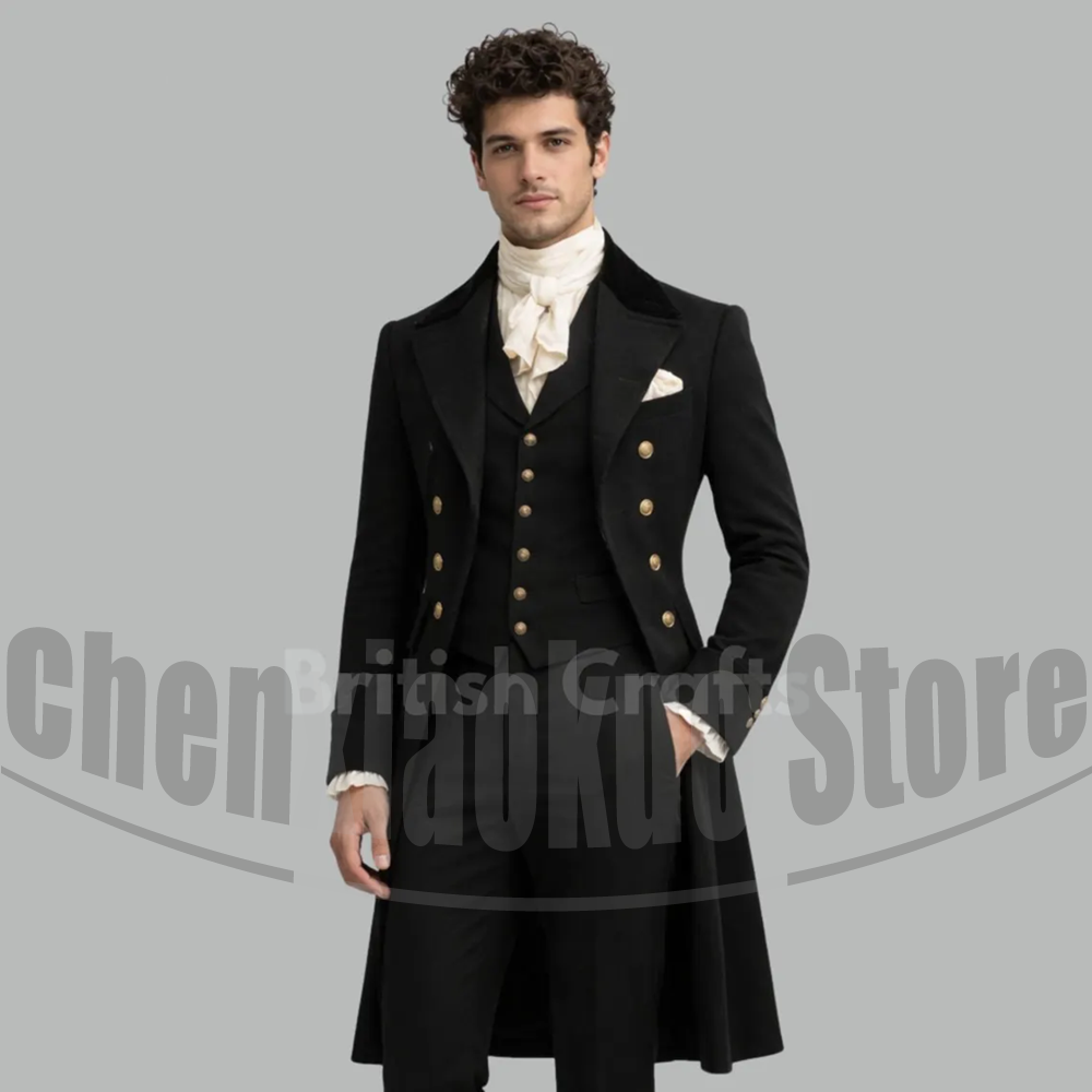 Victorian Men'S Formal Wear - Traje de esmoquin victoriano negro para