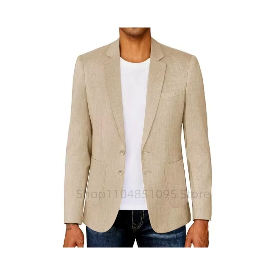 Blazer de Lino Beige/Azul para - Men Formal Wear For Summer reseña y precio