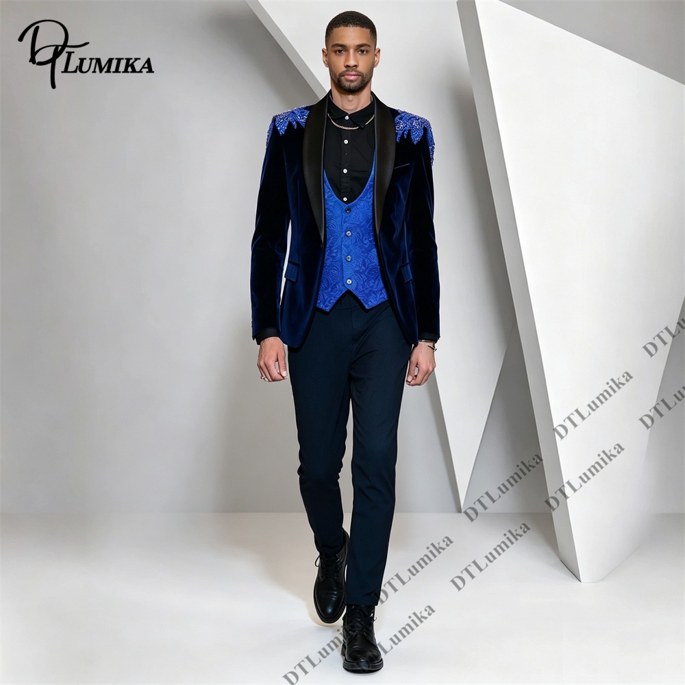 Traje de Terciopelo de 3 Pieza - Men Formal Wear With Blazer reseña y precio