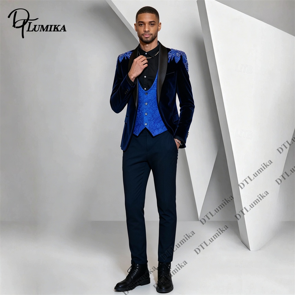 Traje de Terciopelo de 3 Pieza - Men Formal Wear With Blazer reseña y precio